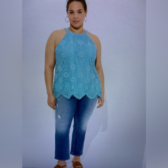 NWT~Torrid Mixed Lace Goddess Neck Top - Picture 2 of 11